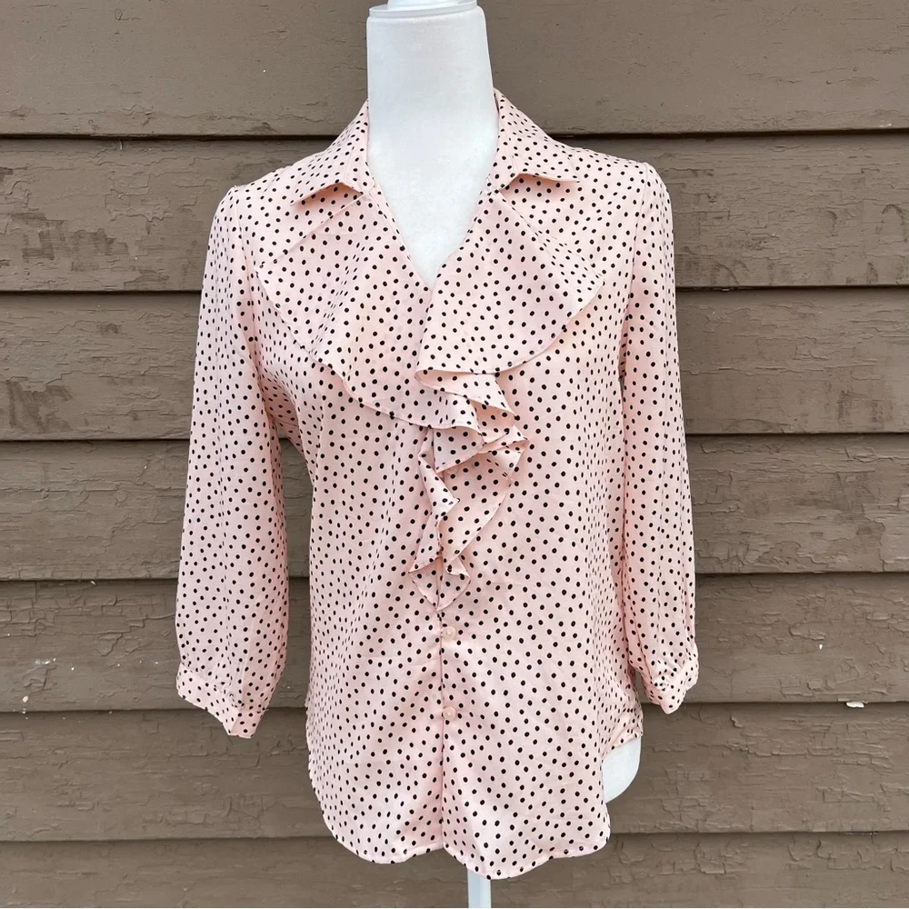 Karl Lagerfeld Paris polka dot ruffle top! - Picture 1 of 5